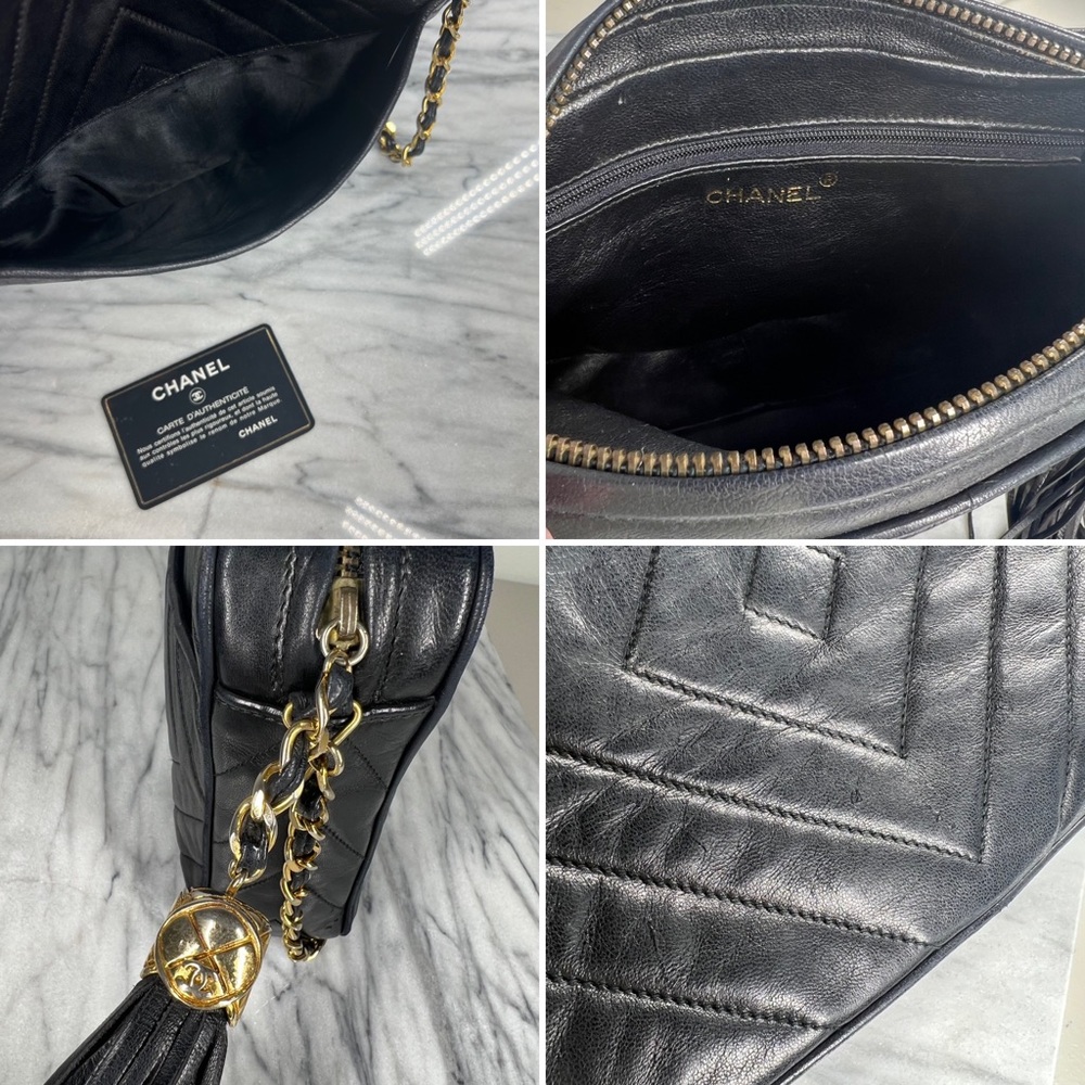 Chanel Black Lambskin Leather CC Quilted Camera Chain Crossbody Bag - Picture 11 of 17